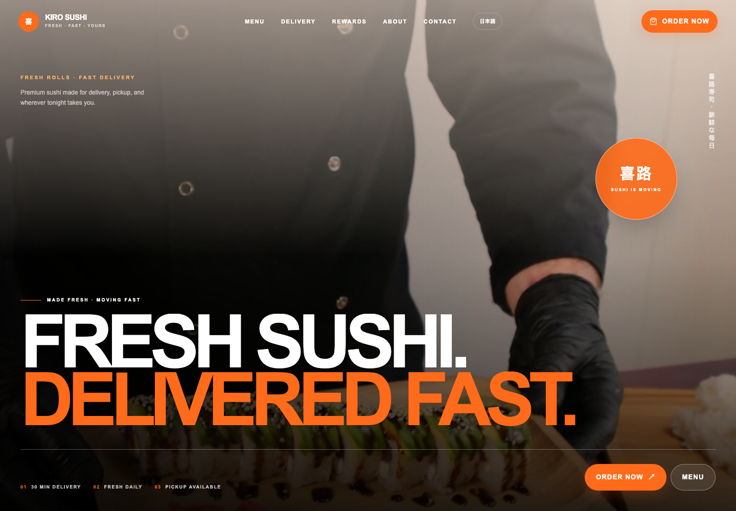 Kiro Sushi website template screenshot